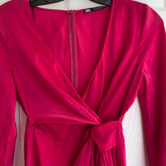 ZARA Wrap Style long sleeve size Med Hot Pink - Picture 3 of 7